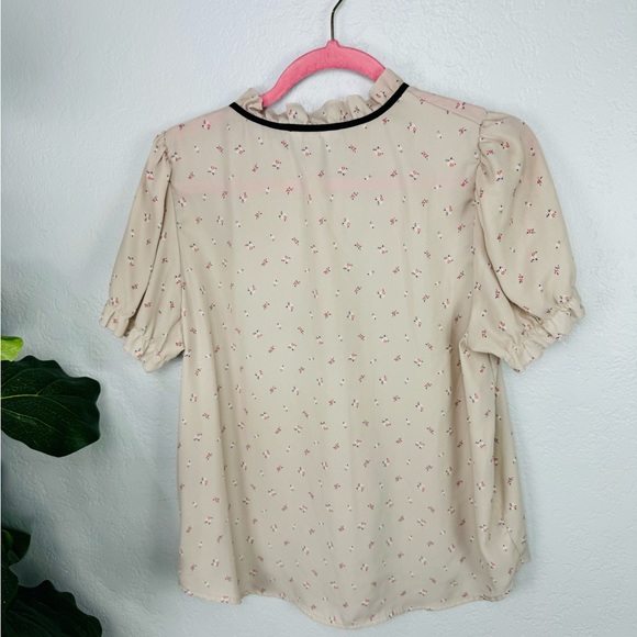 Daisy May Light Pink Button Down Ruffle Chiffon Floral Blouse - Picture 8 of 8